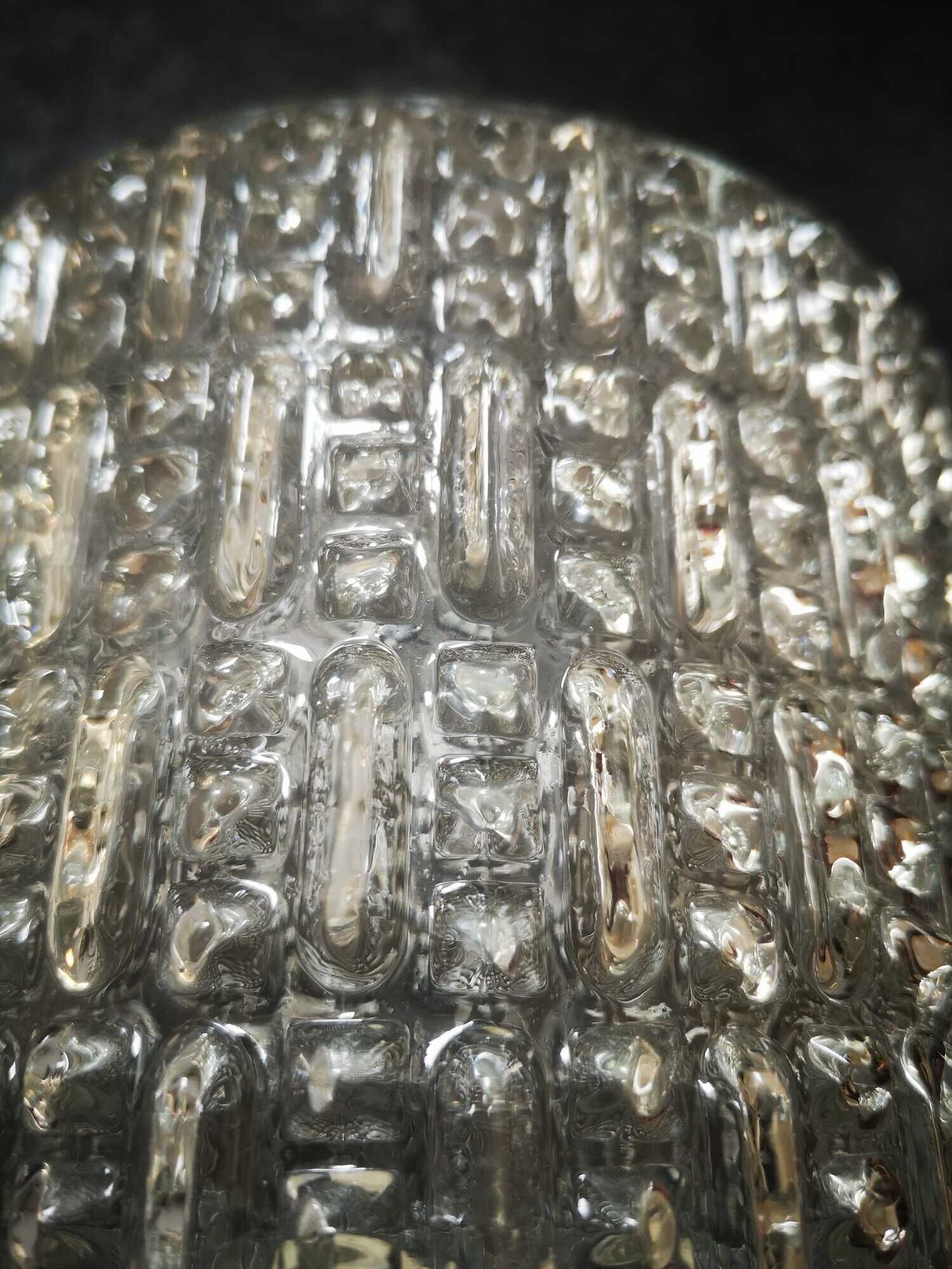 Old ceiling lamp lamp vintage white glass diamond tip ø 14 cm 100% 1970 vintage