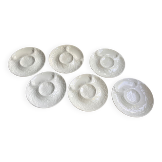 Set of 6 white GIEN artichoke plates