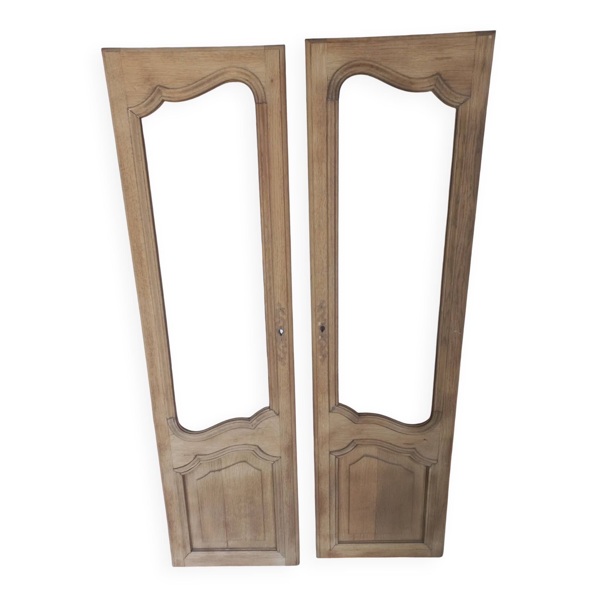 Pair of solid oak doors with a sanded finish.