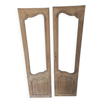 Pair of solid oak doors with a sanded finish.