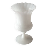 Striped white opaline vase coupe