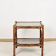 Bedside table or coffee table in bamboo and smoked glass, double top, 70s