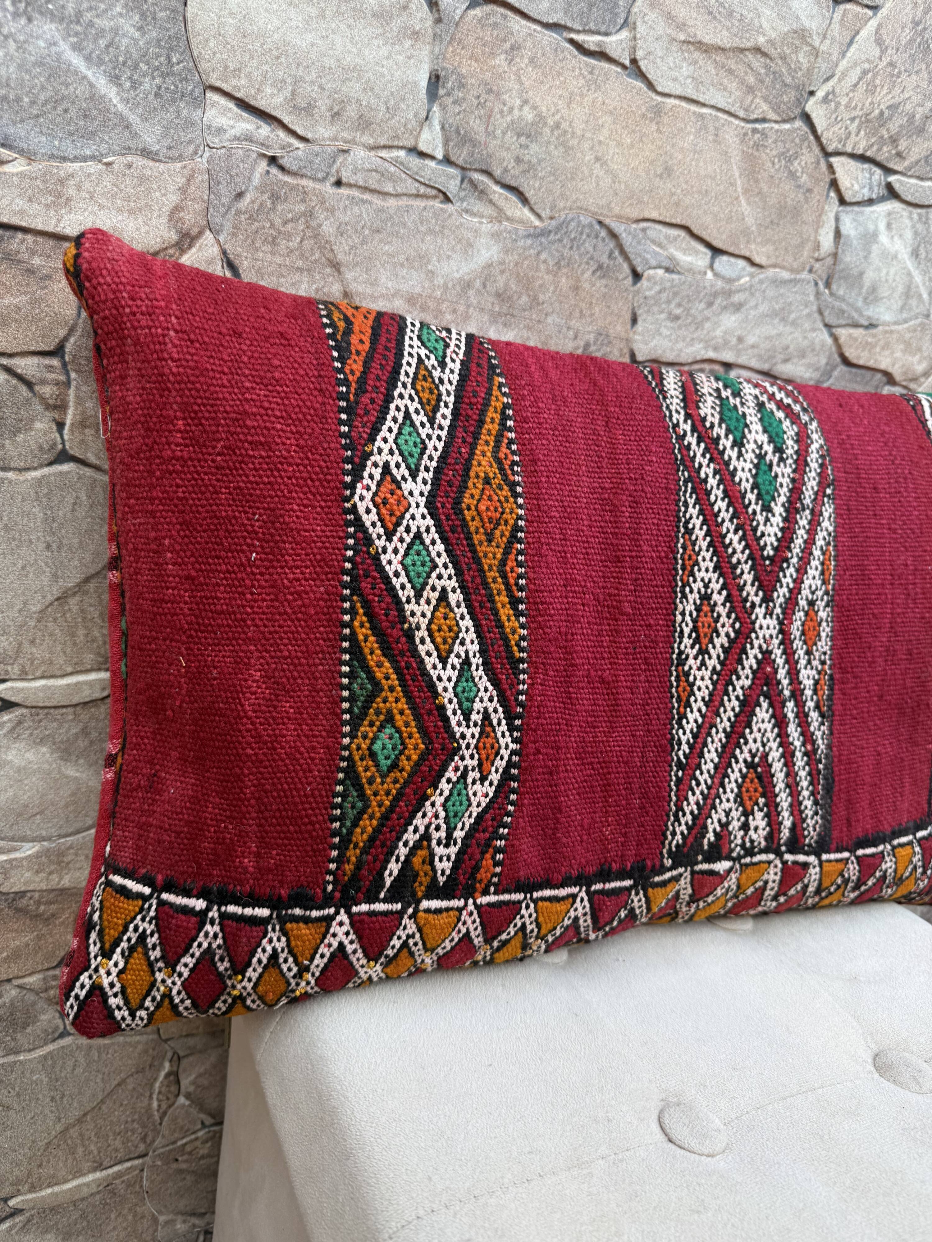 Taie d'oreiller marocaine, housse de coussin berbère, taie d'oreiller tissé