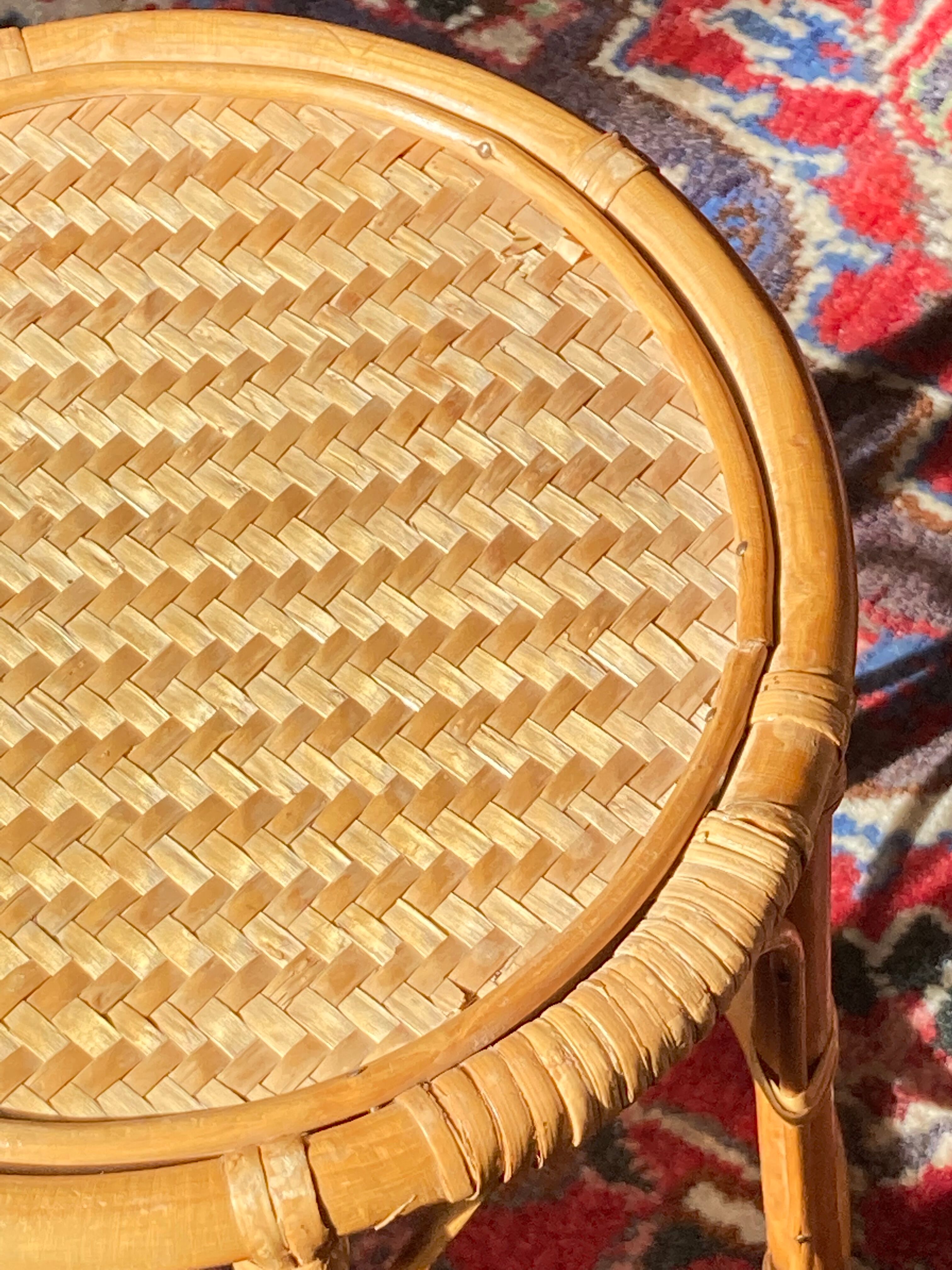 Table tasse d’appoint en rotin chevet guéridon en osier vintage ronde