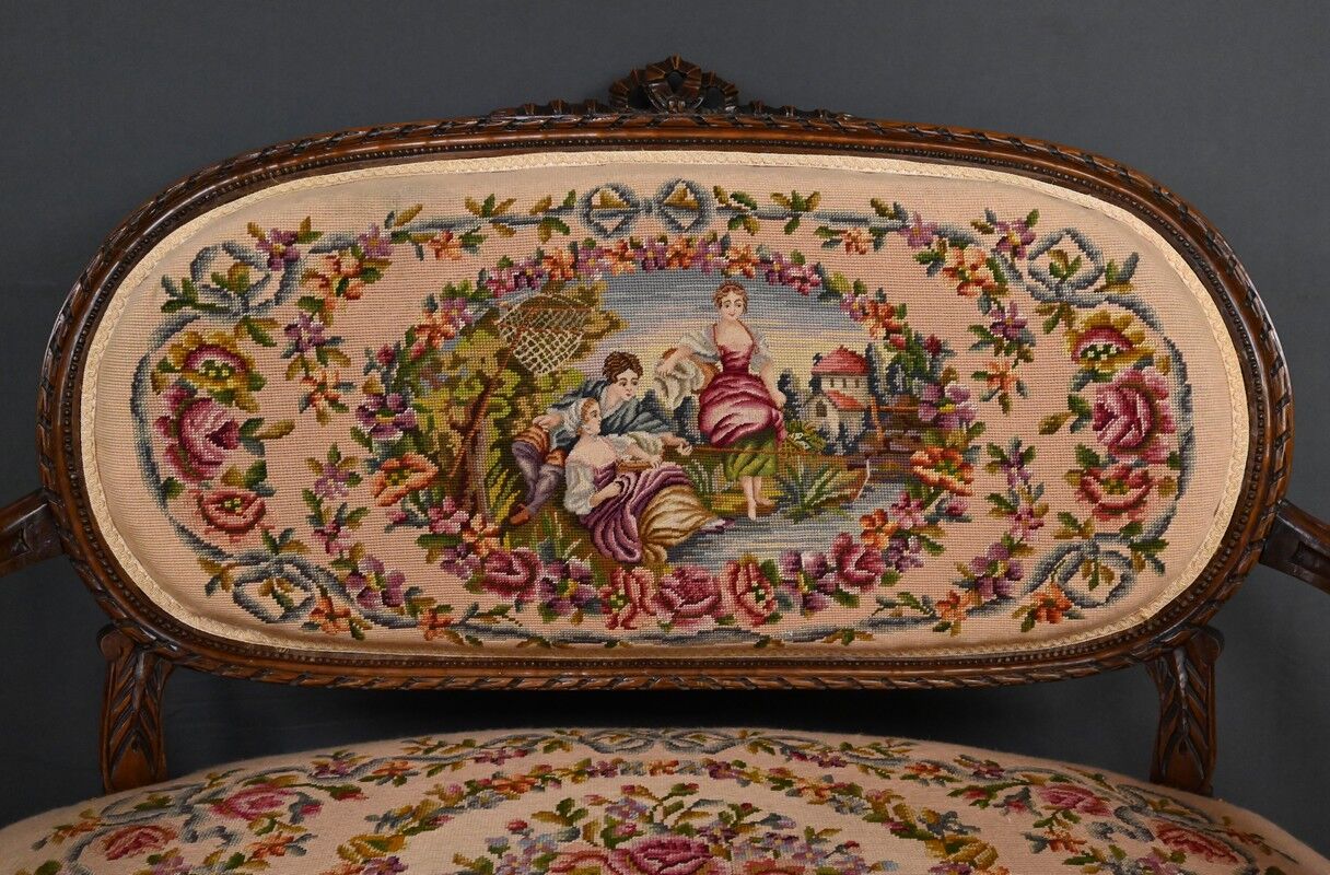Beech canapé, stained, Louis XVI style - 1920