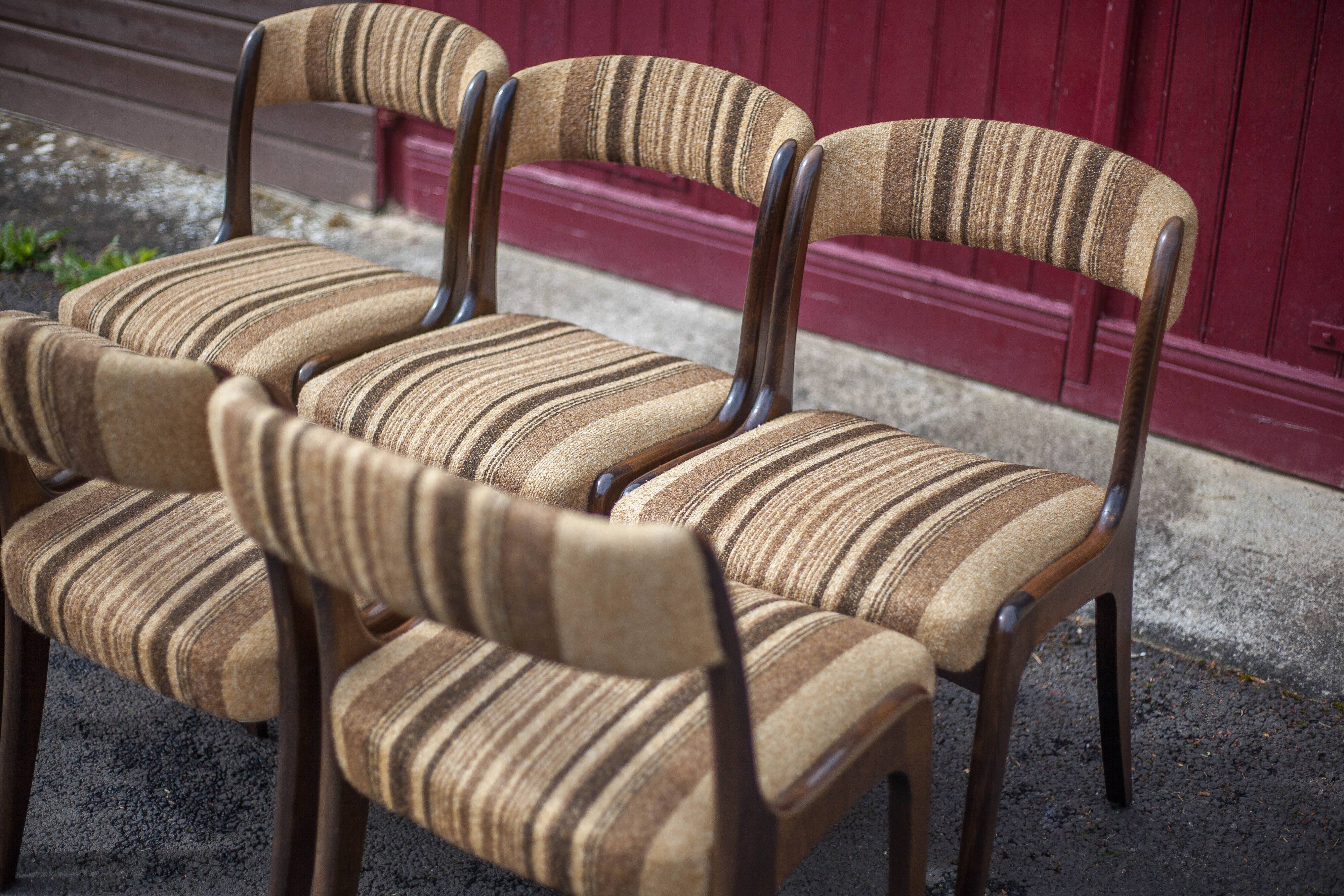 Set of 6 vintage chairs Self n14 solid wood 1960