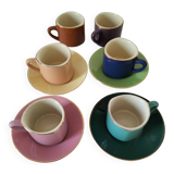 Vintage multicoloured triangular espresso set