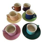 Ensemble espresso vintage multicolore triangulaire