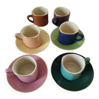 Vintage multicoloured triangular espresso set