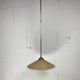 Telescopic brass and pencil reed rattan bamboo hanging pendant lamp, Italy 1970s