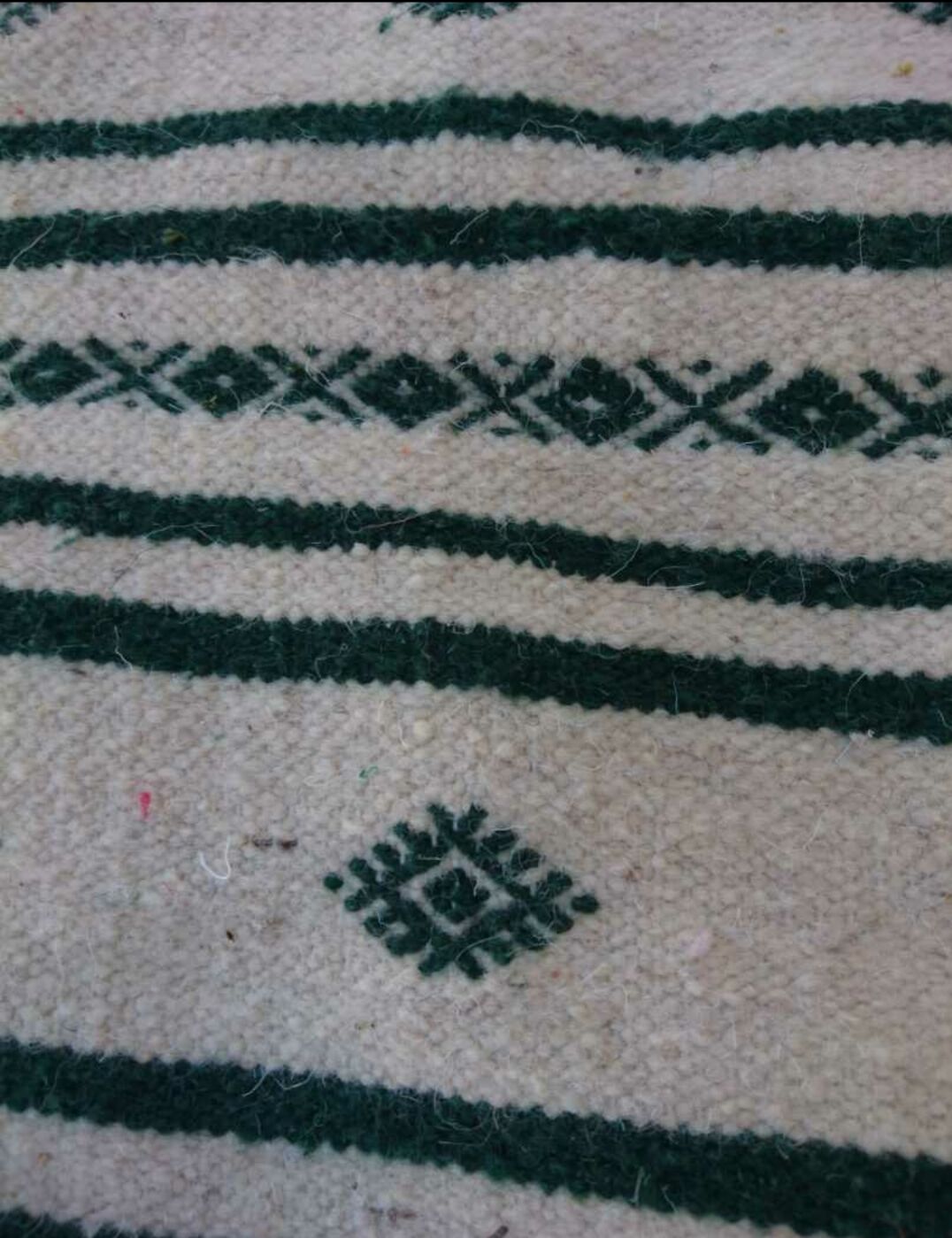 Kilim white and green handmade woollen carpet