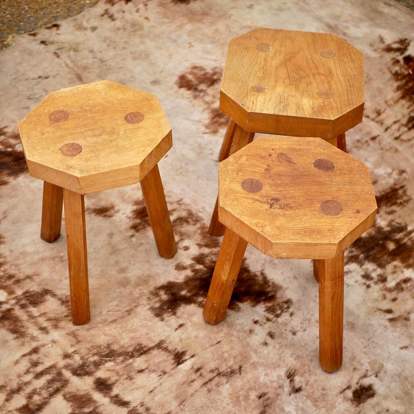 Trio of brutalist stools