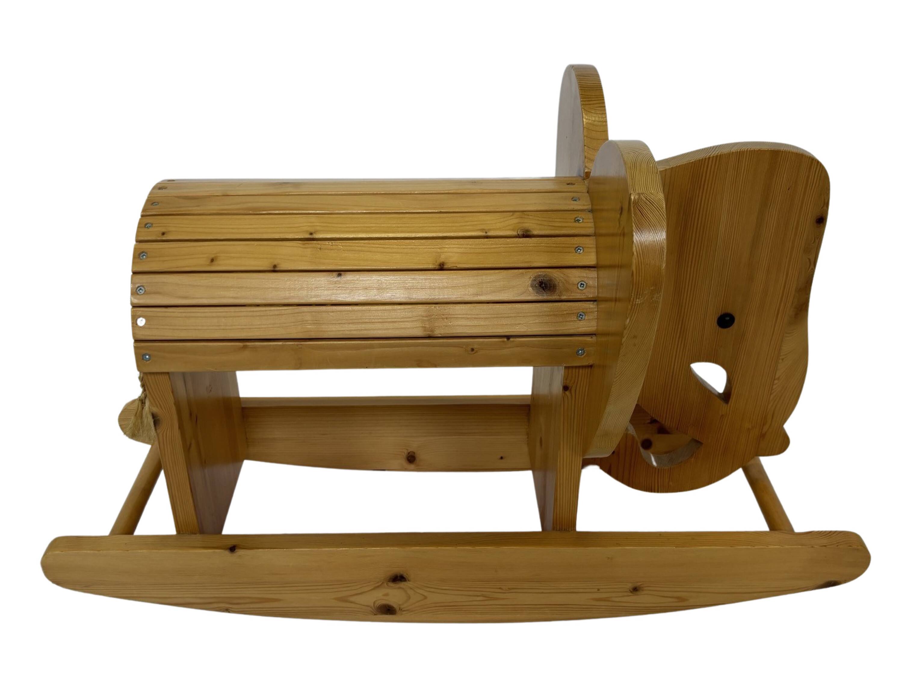 Vintage Swedish design Wooden Rocking Elephant jr  80's design
