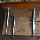 pull-out tables Vallauris, signed 'the wheel' ceramic, chrome foot
