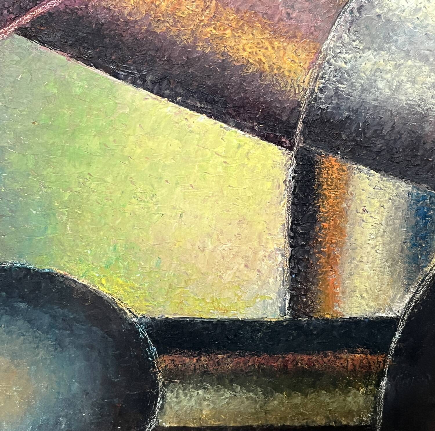 Cubist painting 1950 signed S. Montegnie
