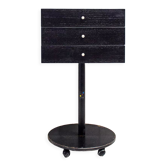 Table de chevet formes en bois et fer peint détails en marbre, années 80