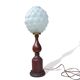 Mid century wooden and bubble glass table lamp 1970s
