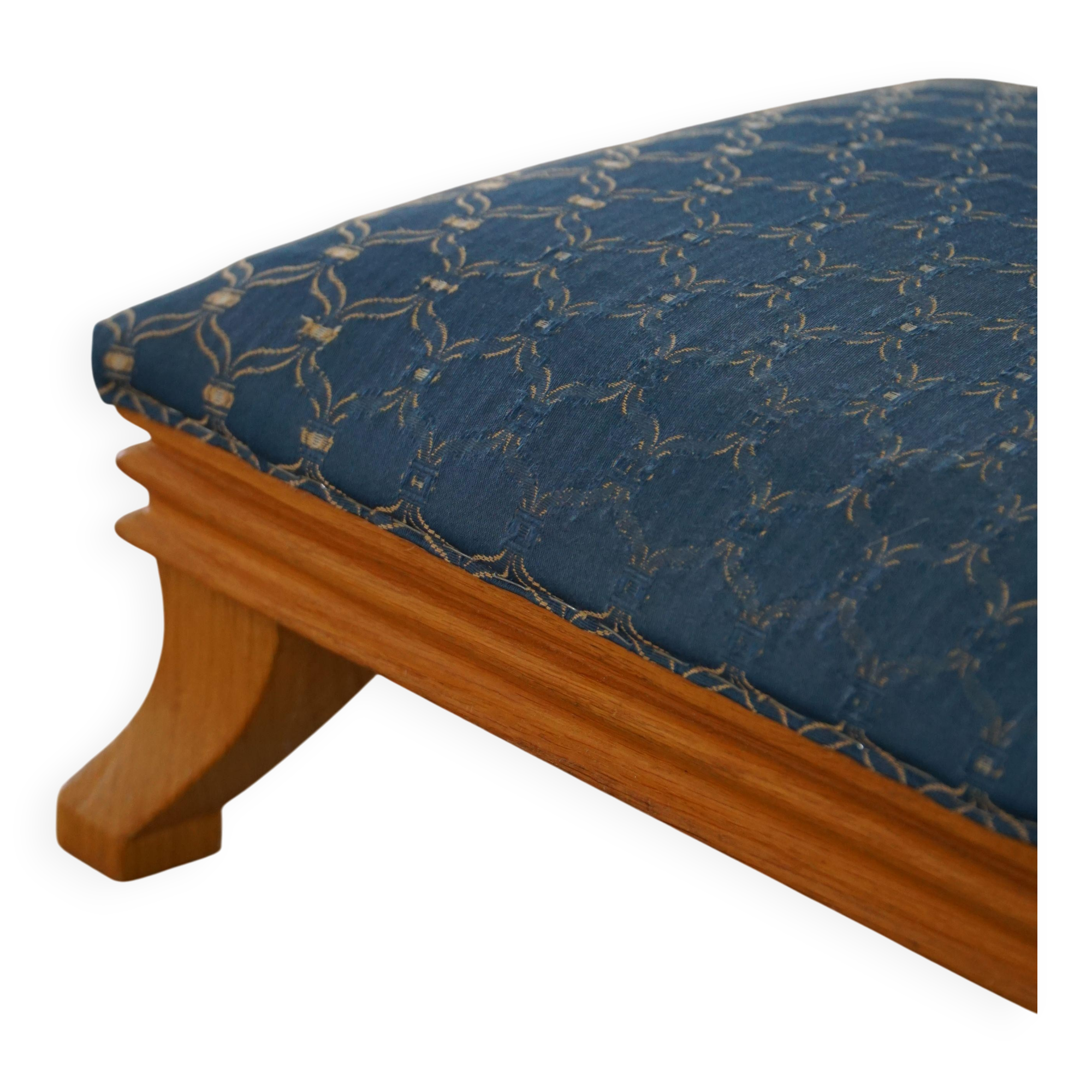 French Art Deco low stool with vintage upholstery made in the 1940s.