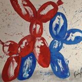Tableau signé par Henry Escobar, Chiens Ballons XL