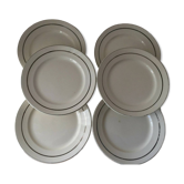 Set of 6 Badonviller plates with silver rim