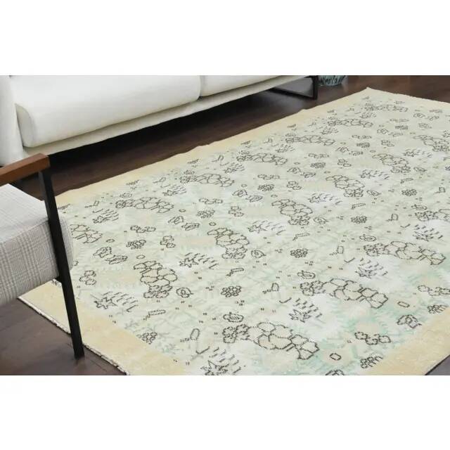 1970s Vintage Turkish Oushak Handmade Wool Cotton Beige Area Rug 170x280