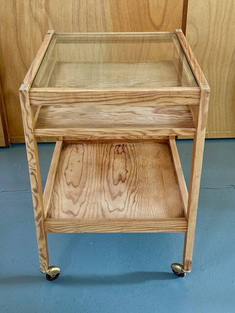 Natural wood rolling trolley