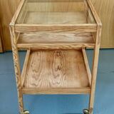 Natural wood rolling trolley