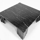 Large italian modern black marble coffee table 1970s