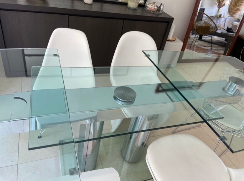 Table extensible en verre designer Thomas Althaus