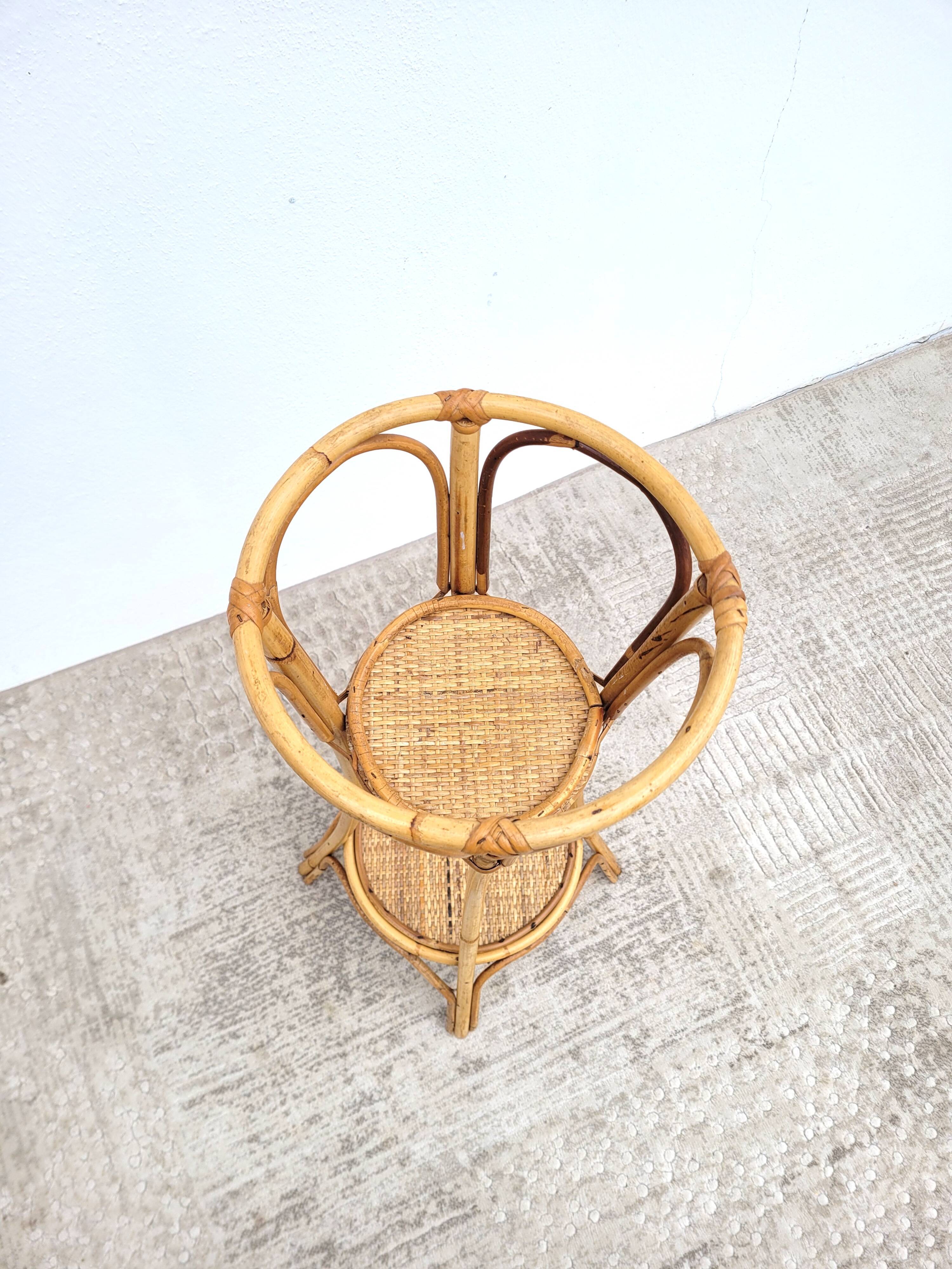 Vintage rattan plant holder