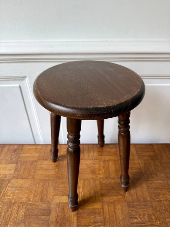 4-legged turned wooden stool