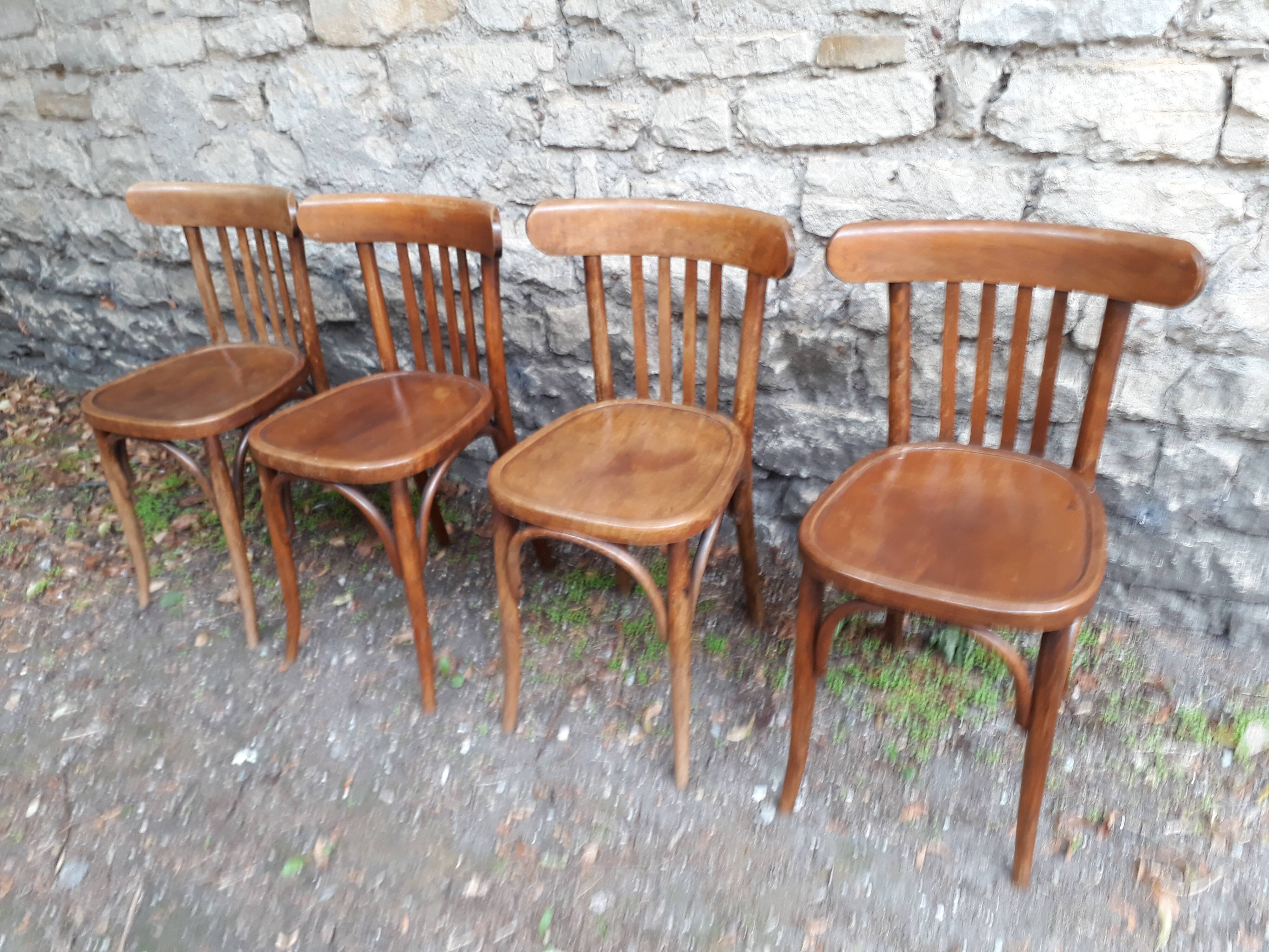 Series of 4 chairs bistro Mahieu 50s
