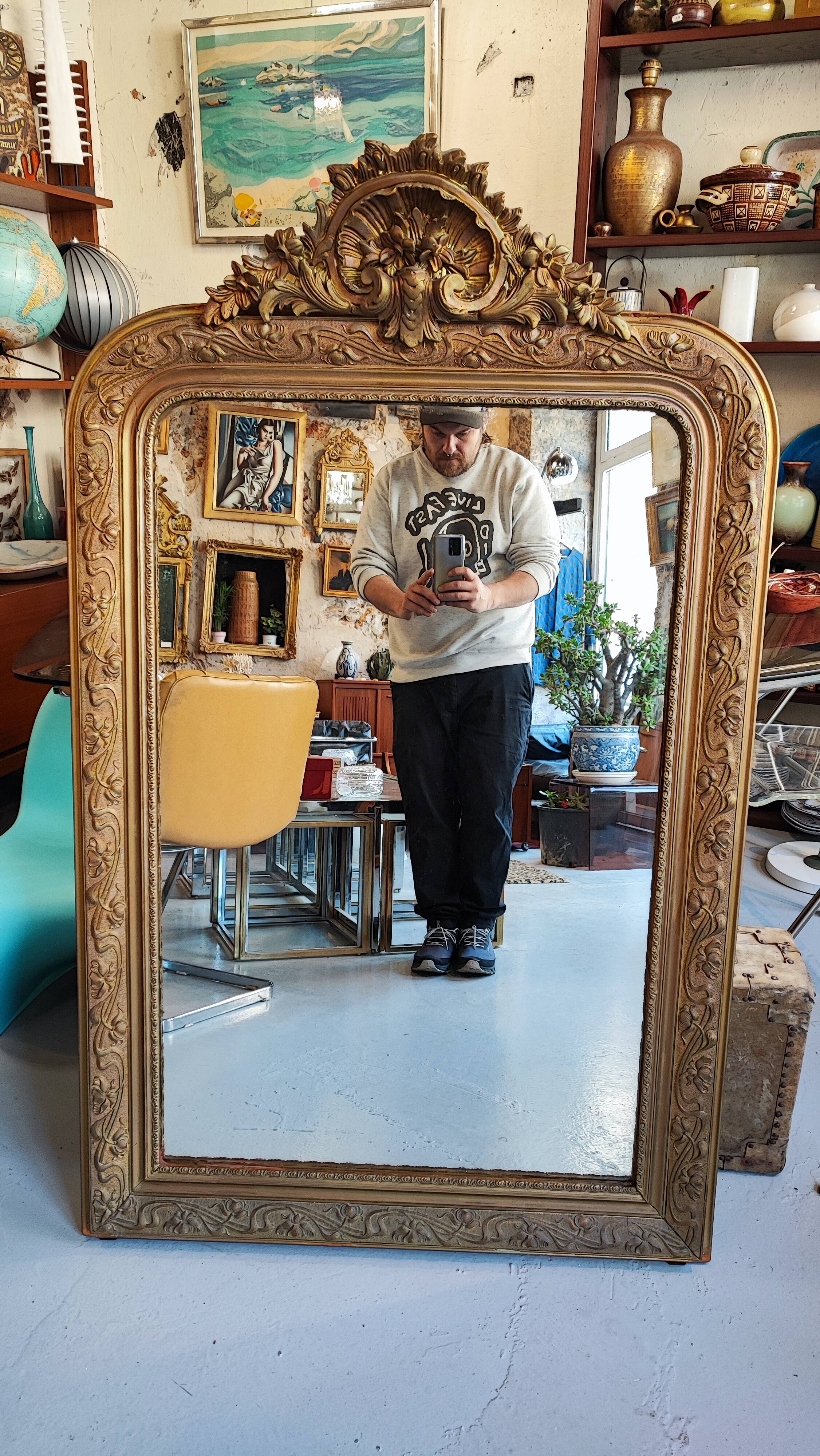 Gilded wooden mirror Napoleon III