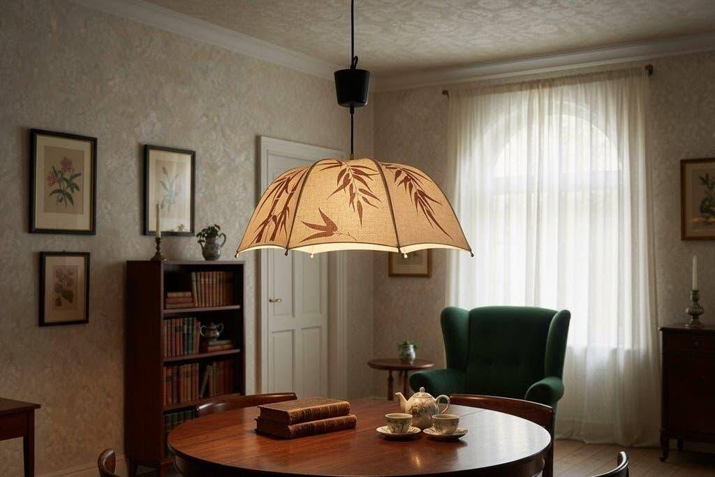 Vintage botanical pendant/light from the 1970s.