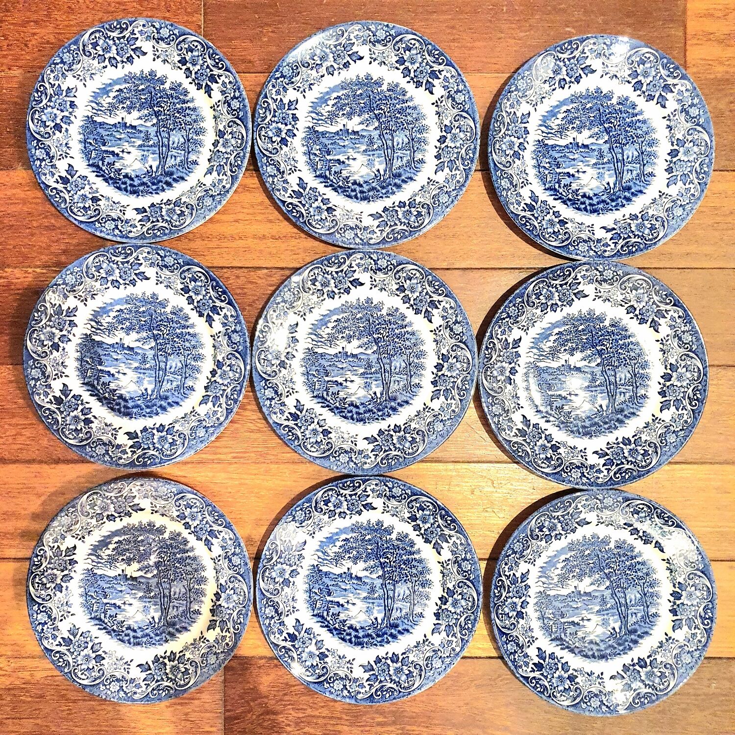 9 English faience plates Broadhurst Staffordshire