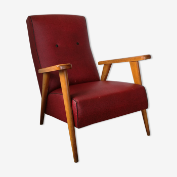 Vintage armchair base compass skaï red