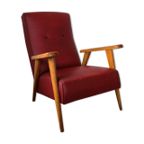 Vintage armchair base compass skaï red