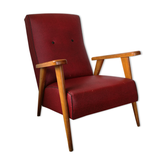 Vintage armchair base compass skaï red