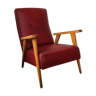 Vintage armchair base compass skaï red