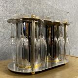 Champagne design refresher set with double vat in silver metal and brass