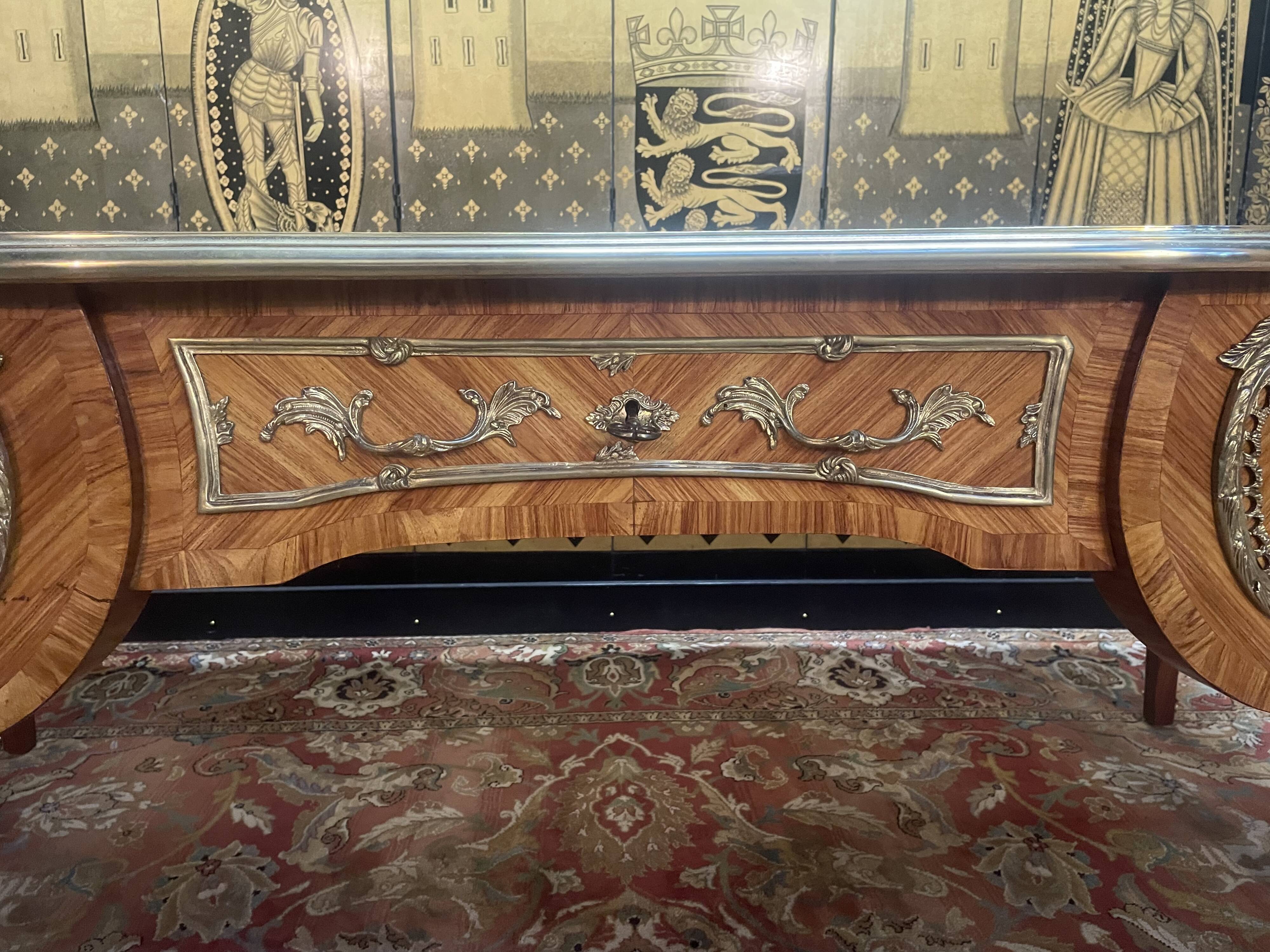 Louis XV style flat desk in marquetry