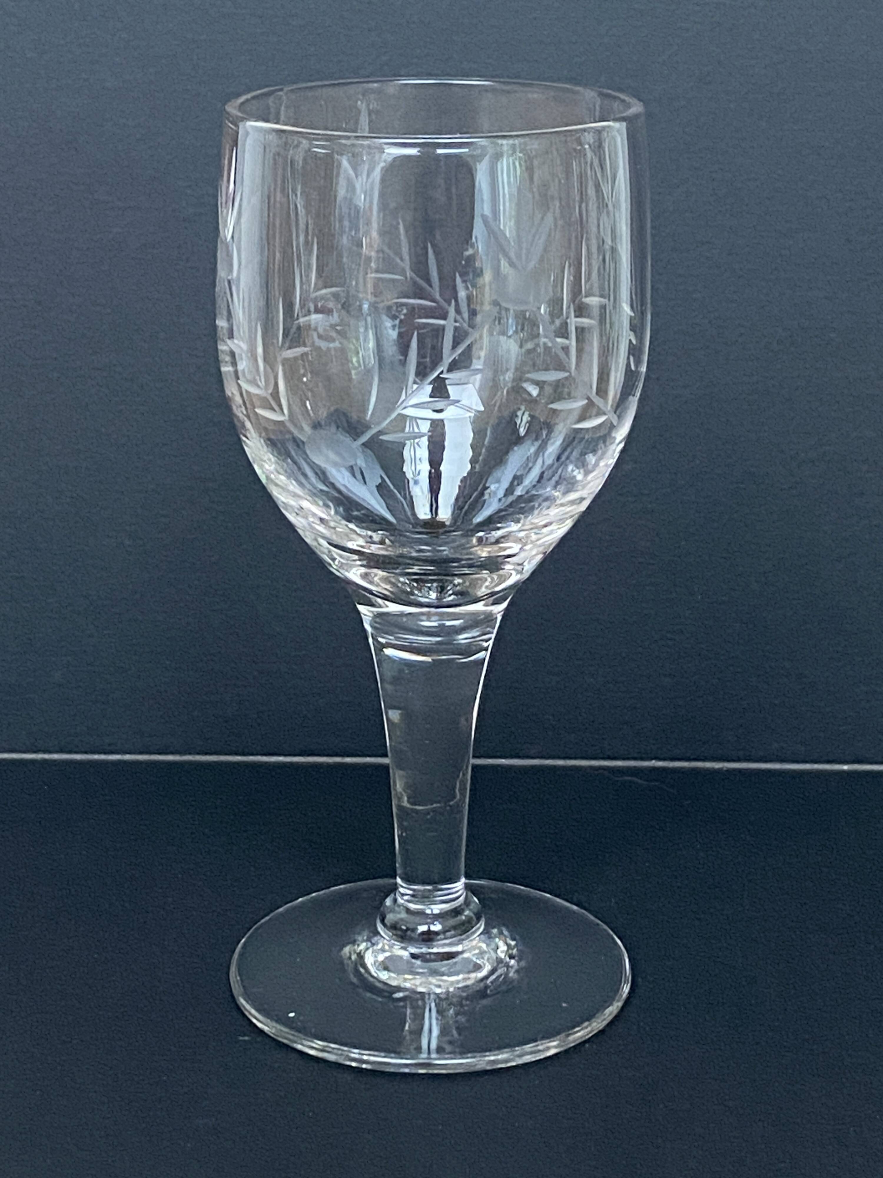 Set de 6 verres vin blanc gravés