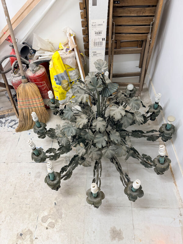 Lustre ancien style campagne vigne vierge et grappe de raisin