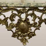 Console murale en bronze et miroir, années 60. Lot de 2