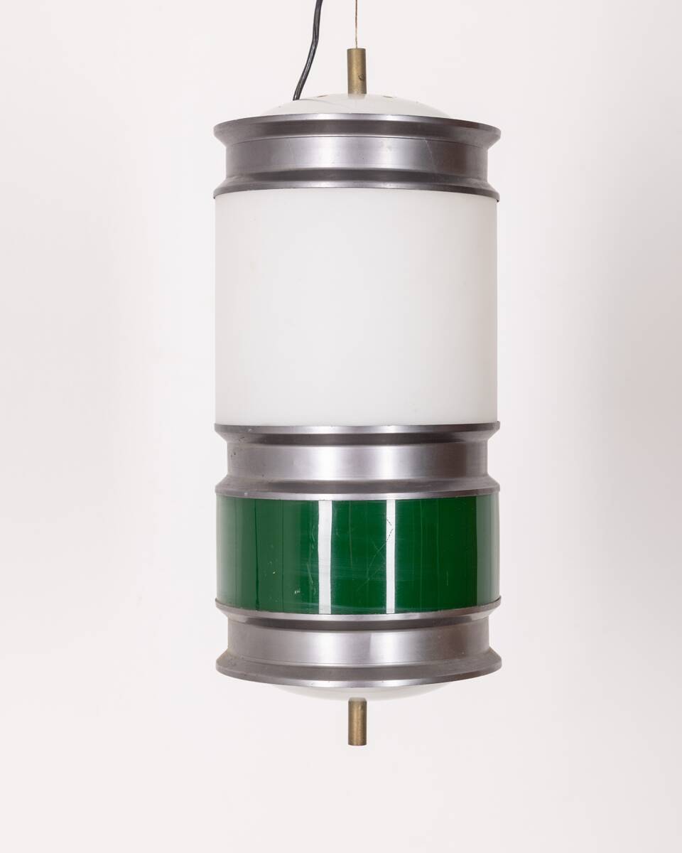 VINTAGE 60'S CHANDELIER IN GLASS AND PLASTIC DESIGN GOFFREDO REGGIANI