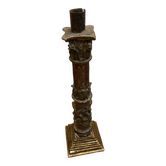 Large antique polychrome carved wooden candle holder - 18th century