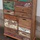 Original wooden chest of drawers with 15 mismatched drawers