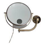 Vintage illuminated adjustable brass mirror, Arpin Paris, France 1970