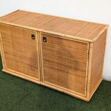 Low buffet / sideboard Dal Vera bamboo rattan vintage 1970s