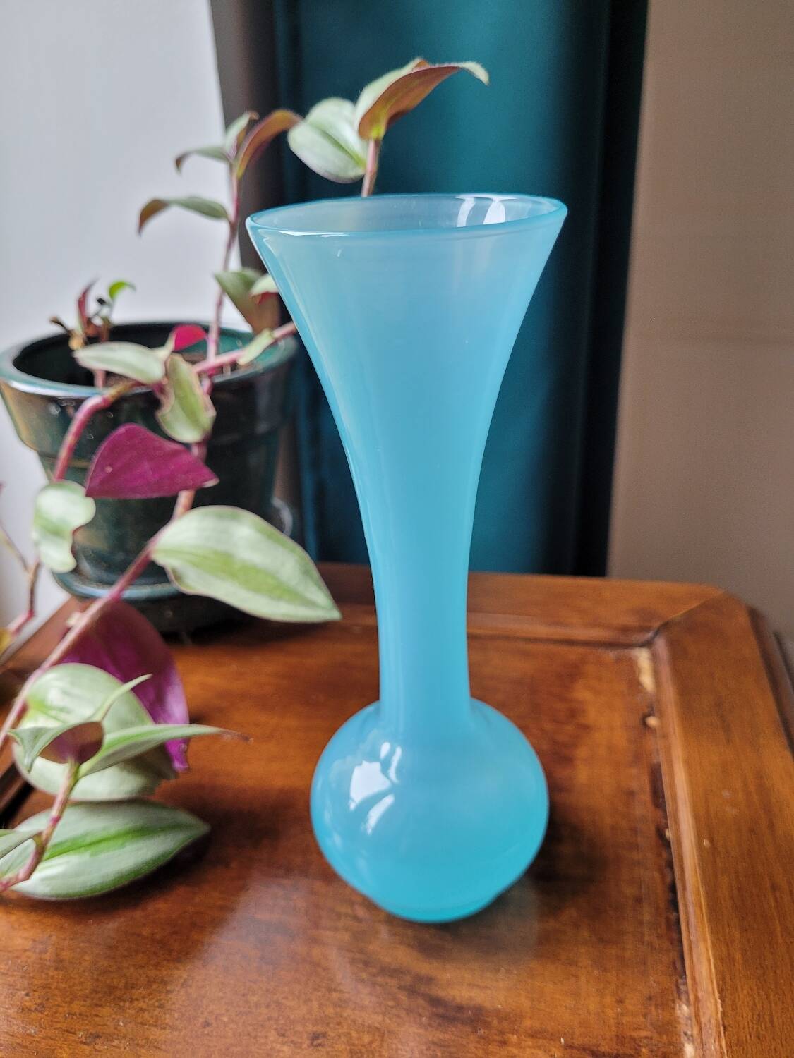 Blue opaline soliflore vase